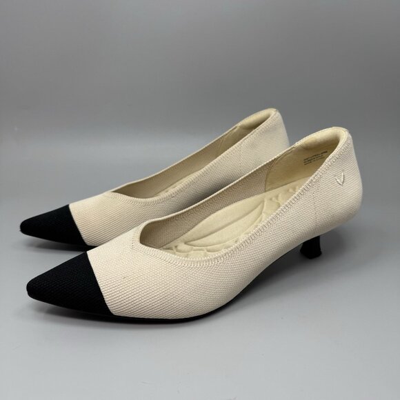 Vivaia Scarlett Pointed Toe Kitten Heels Almond Black Women's Size 39 / US 8.5 - Picture 3 of 9